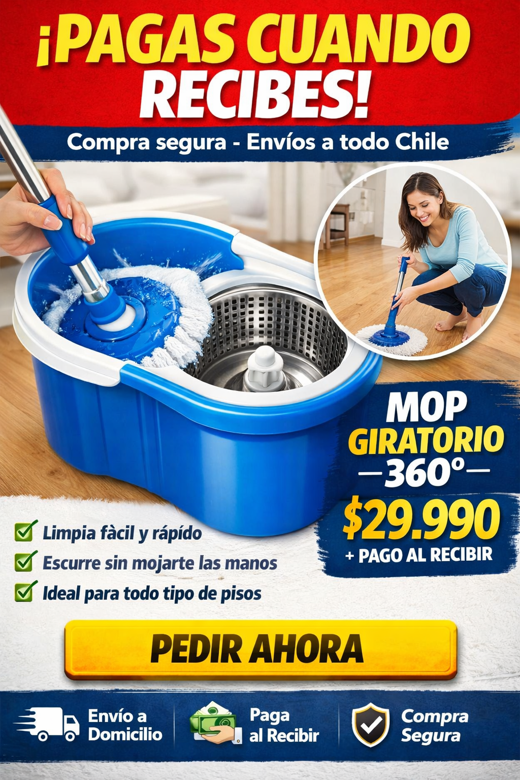 Mopa Giratoria 360° con Sistema de Escurrido